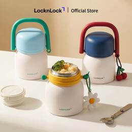 Bộ hộp cơm th&eacute;p kh&ocirc;ng gỉ LocknLock Loop & Go Food Jar LHC8068 dung t&iacute;ch 700ml k&egrave;m phụ kiện trang tr&iacute; - 3 M&agrave;u